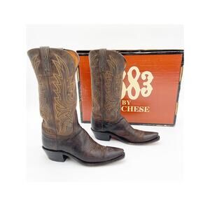 Lucchese Women’s 6.5 Chocolate Brown Savannah Snip Toe Western Cowgirl Boots